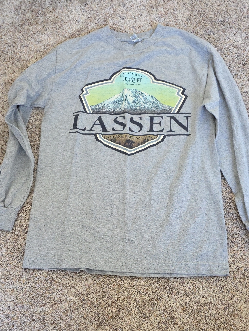 Alstyle Gray Lassen National Park Graphic Long-Sleeve Tee Size Small